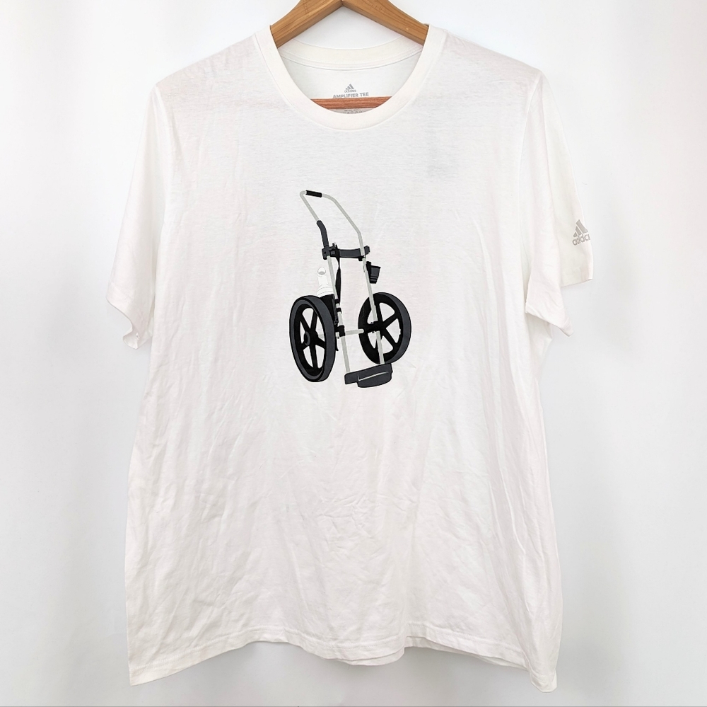 Adidas T-Shirt Golf Cart Graphic Short Sleeve Amplifier Tee Cotton White XXL NWT